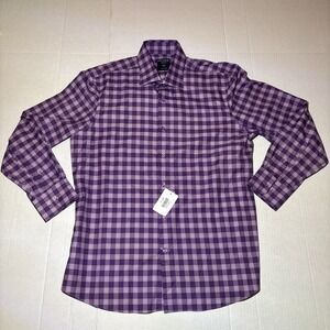 NEW Proper Sport Men's Button Up LS Dress Shirt Checkered L Contemporary Fit